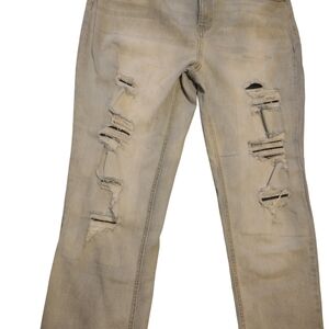Women's Distressed Straight Leg Jeans in Light Gray​